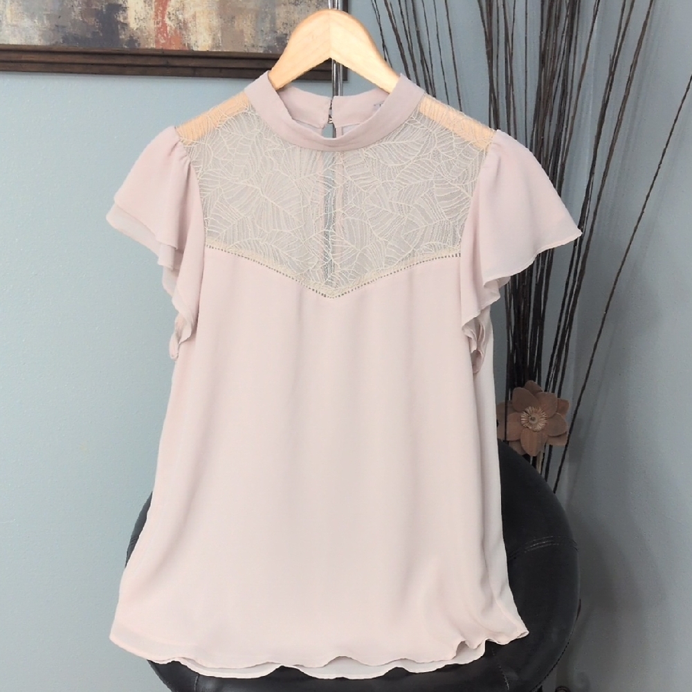 H&M Soft Blouse with Lace Detail in Cream